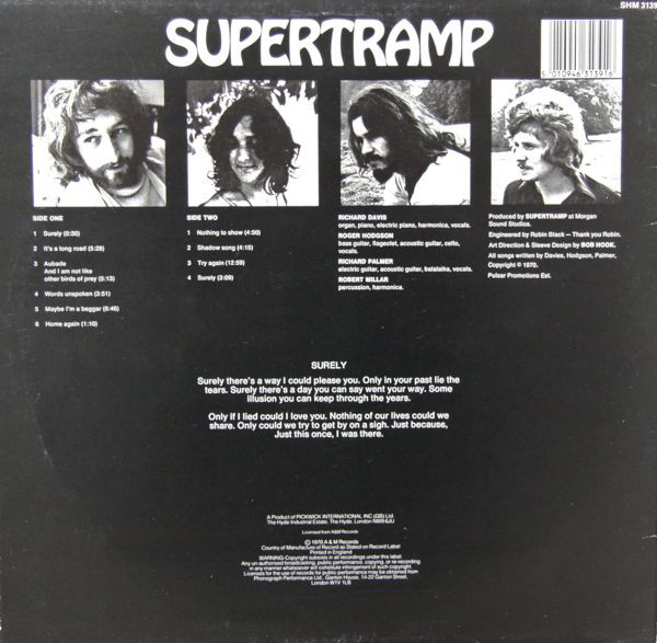 Supertramp  Supertramp : LP Back